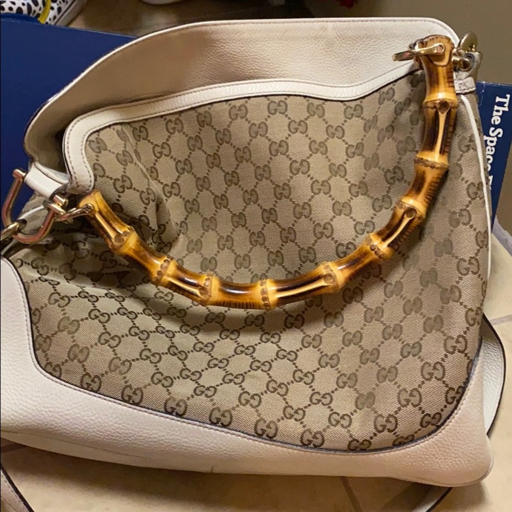 Authentic Gucci Canvas Bamboo Bag